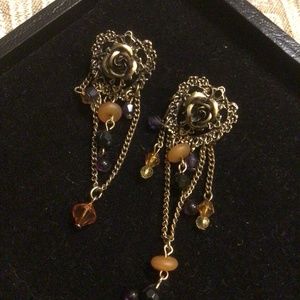 FINAL PRICE 
Steam Punk Rose Bud Pierced Earrings